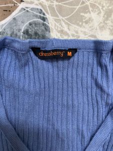 dressbery Blue Ribbed Cardigan