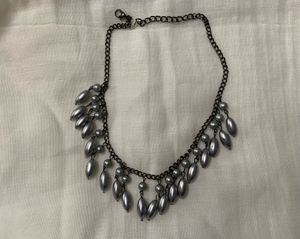 Grey Beaded Statement Necklace