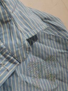 Blue Striped Shirt by Max with Heart Detail 💙✨