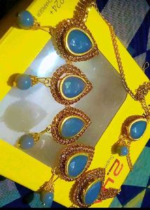 Blue Stone Necklace and Earring Set