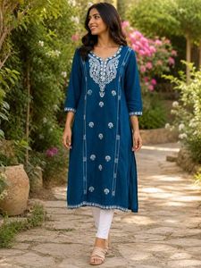 Elegant Blue Embroidered Kurta