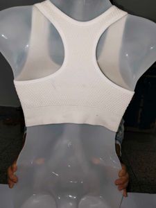 White Textured Seamless Sports Bra / Crop