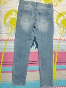 Distressed Light Wash Wide Leg Jeans