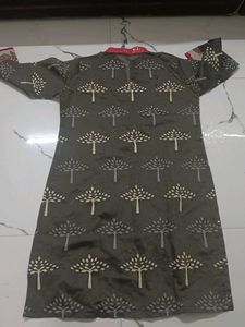 Olive Green Tree Print Kurta