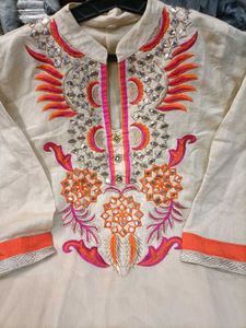 Embroidered Kurta with Mirror Work