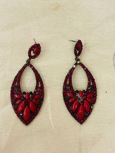 Dazzling Red Stone Drop Earrings