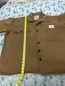 Men's Tan Short Sleeve Button-Up Shirt