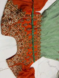 Embellished Orange &amp; Teal gown