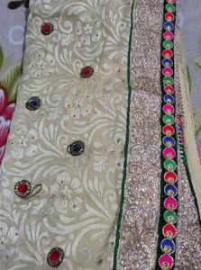 Elegant Beige Embroidered Saree