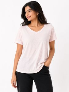 Soft Pink V-Neck T-Shirt