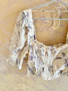 Floral Smocked Square Neck Top
