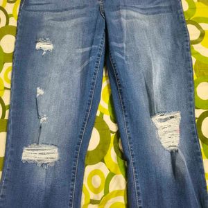 Distressed Blue Flare Jeans
