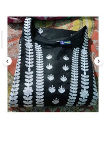 113.Black Kurta with White Embroidery (XXL)