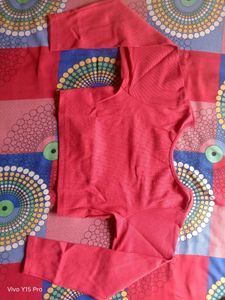 Red Long Sleeve Crop Top