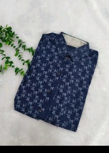 Men's Stylish Printed Navy Blue Shirt