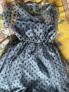 Chic Blue Polka Dot Tulle Dress