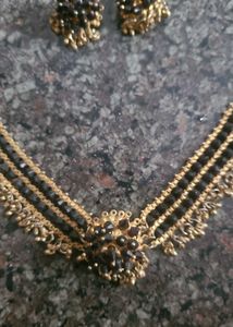Elegant Gold &amp; Black Necklace Set