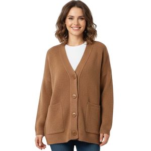 Tan Button-Down Cardigan Sweater