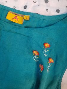 Teal Embroidered Casual Dress