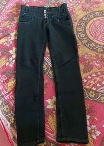 Black High-Waisted Button-Up Jeans