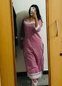 Pink Embroidered Kurta Set