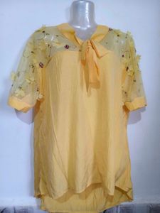 🔥BUY 1, GET 1 FREE🔥Yellow Floral Embellished Top