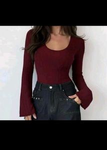 Chic Burgundy Bell Sleeve Top