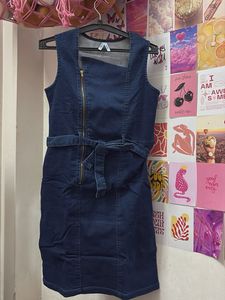 Denim Dress with Zipper Detail