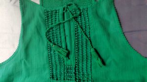 Green Embroidered Tassel Top