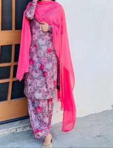 Floral Print Kurta Set with Dupatta