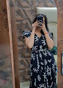 Chic Black &amp; White Print Midi Dress