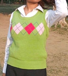 Vibrant Argyle Knit Sweater Vest