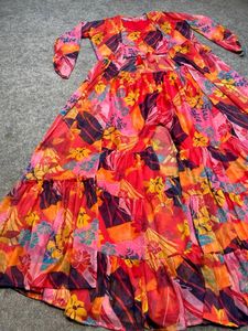 Red Colour Attractive Partywear Chiffon With Gown