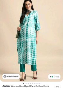 Anouk Women Blue Dyed Pure Cotton Kurta set