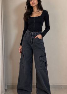 Dark Wash Cargo Jeans
