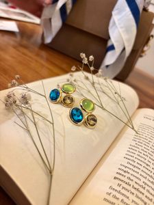 Blue & Green Gemstone Stud Earrings