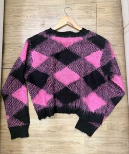 Pink Black Checkered Top