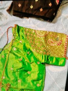 Green Embroidered Sari Blouse