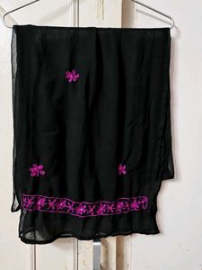 Lucknow Chikankari Black Dupatta / Stole