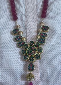 Elegant Kundan &amp; Meenakari reversible Necklace Set