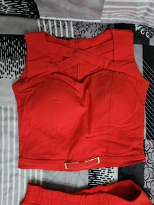 Red skirt top