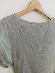 Gray Embellished Short Sleeve Dress