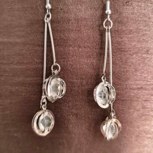 Elegant Dangle Earrings with Clear Gems
