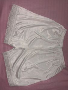 White Lace Trimmed Slip Shorts