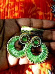 Green Hoop Earrings
