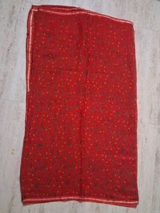 Red Floral Print Saree