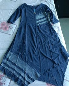 Striped Detail Asymmetrical Hem Dress