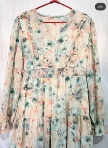 Floral Print Tiered Midi Dress