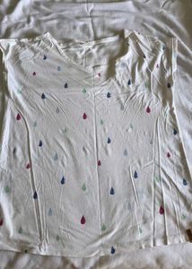 Cute Raindrop Print T-Shirt