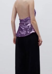 ZARA lilac sequin  Halter Top